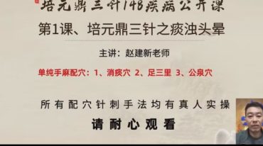 赵新建–培元鼎三针148种疾病全科临床班真人取穴-针刺手法实操
